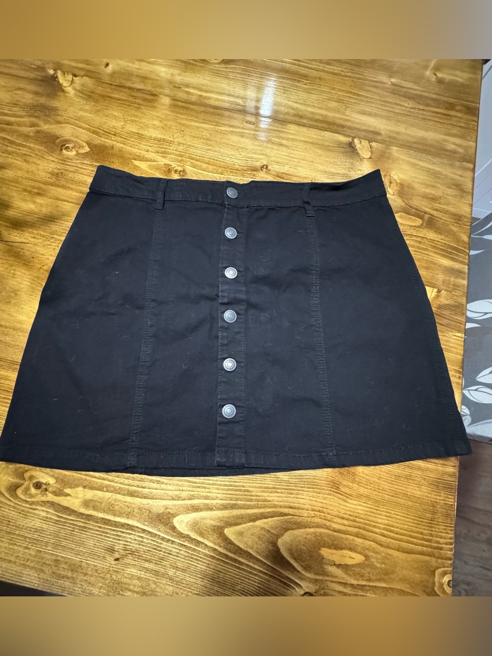 Classic Black Button-Front Mini Skirt - Women